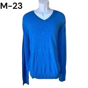 SzXL Banana Republic Heather Cotton Yarn Blue V Neck Sweater
